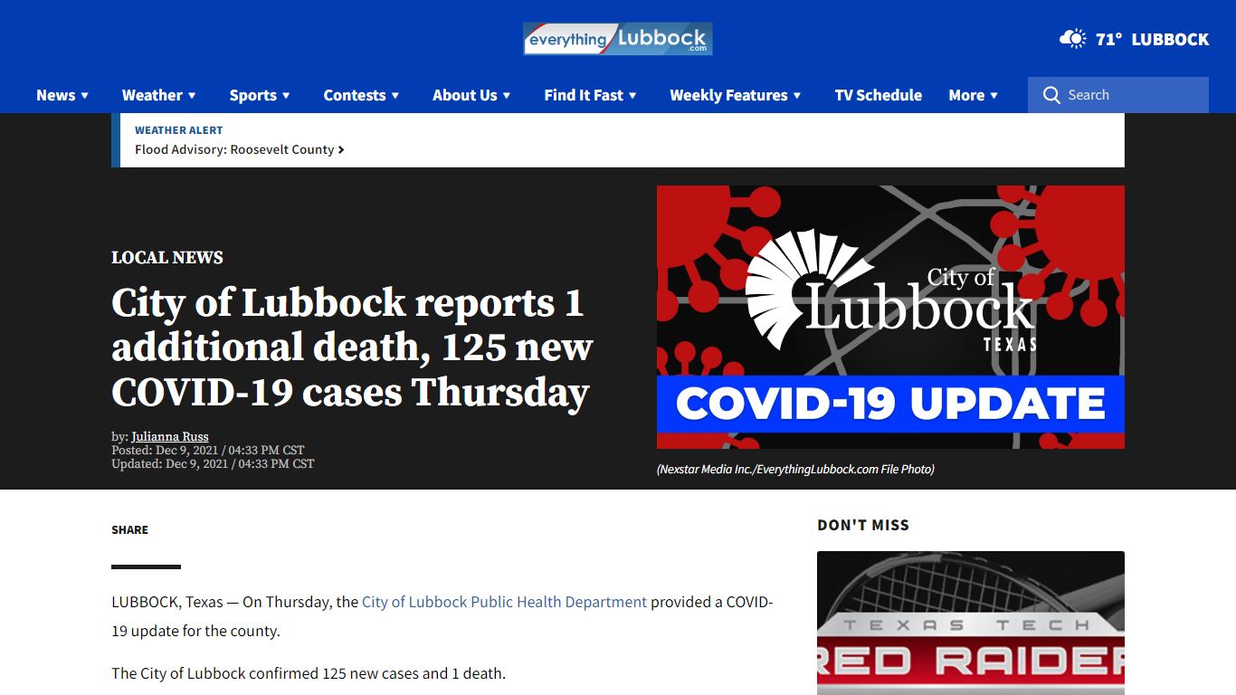 City of Lubbock reports 1 additional death, 125 new COVID ...