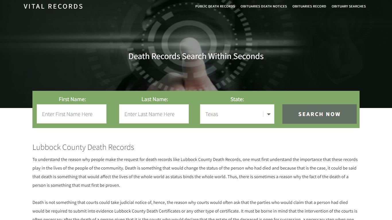 Lubbock County Death Records | Enter Name and Search|14 ...