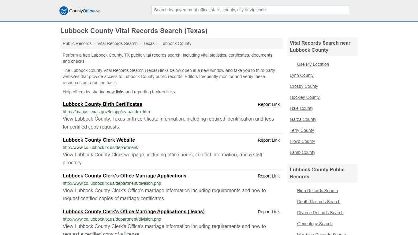 Vital Records Search - Lubbock County, TX (Birth, Death ...